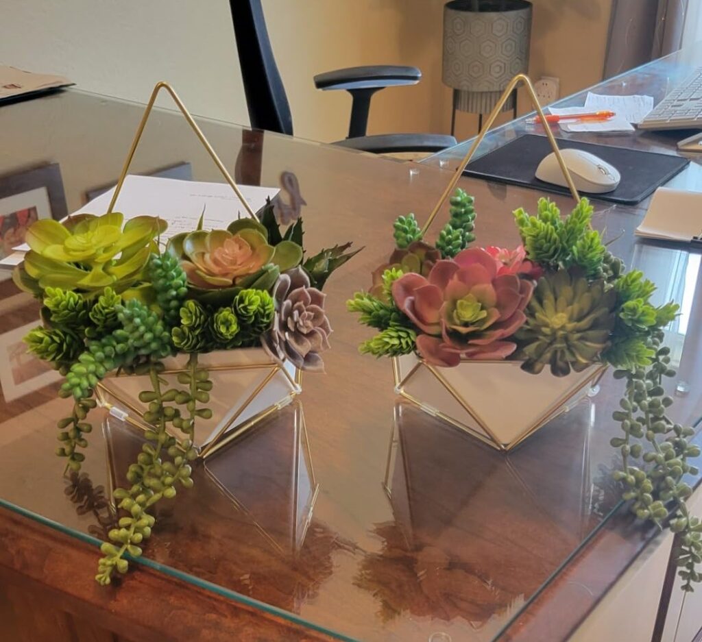 Office Table Faux Succulents Arrangement