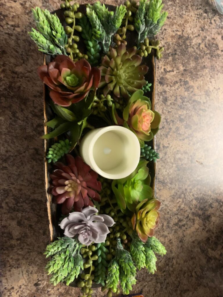 Faux Succulents Arrangement with Candle 