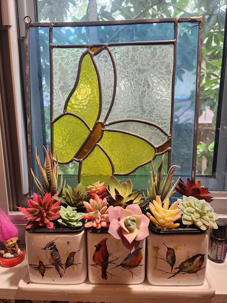 Mantel Artificial Plants Succulents Decor Arranged in Ceramic Pots