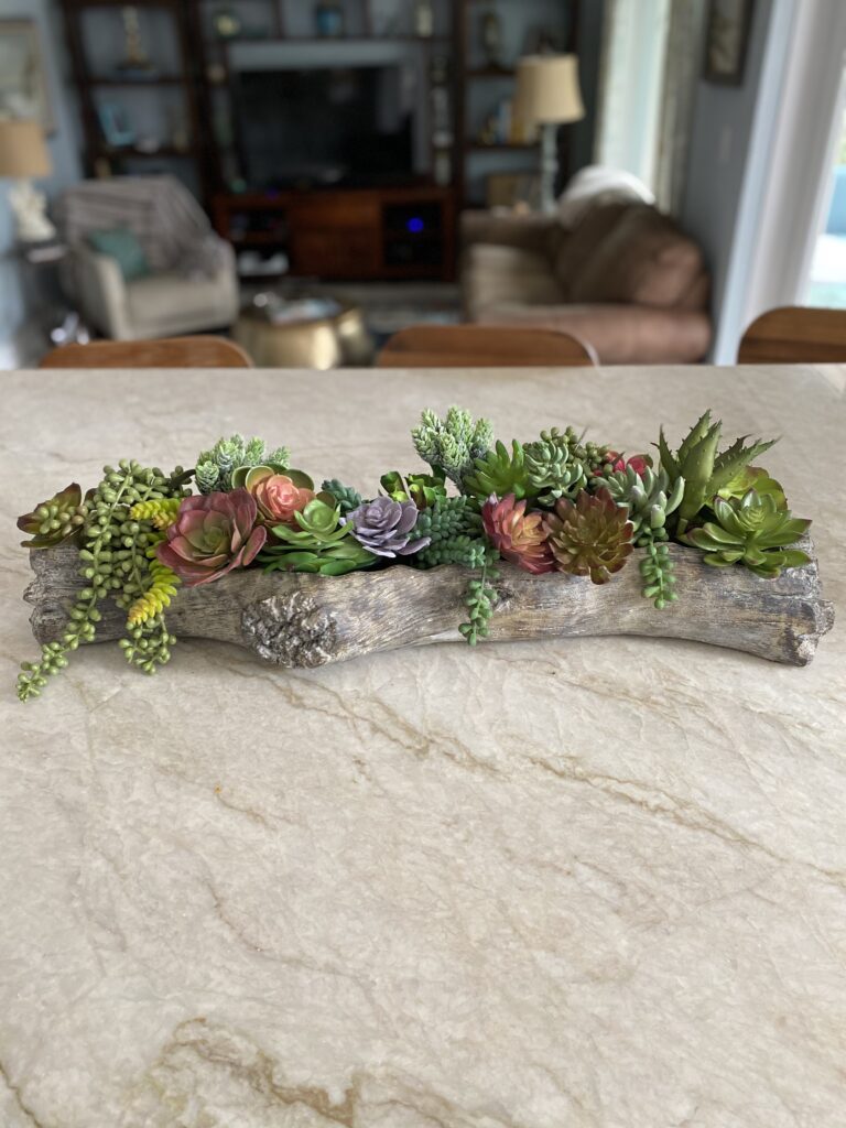 wodden box succulents arrangement